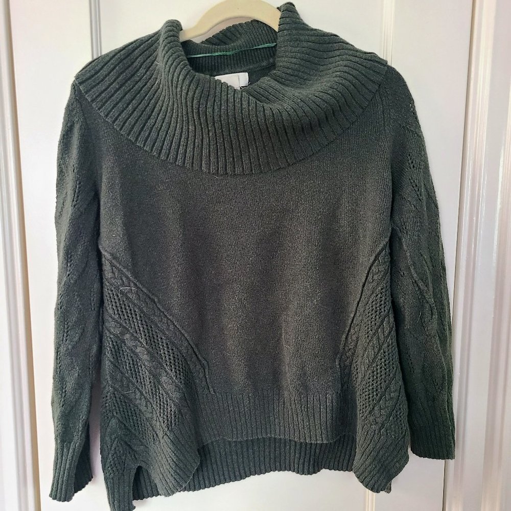 Green cowl neck sweater